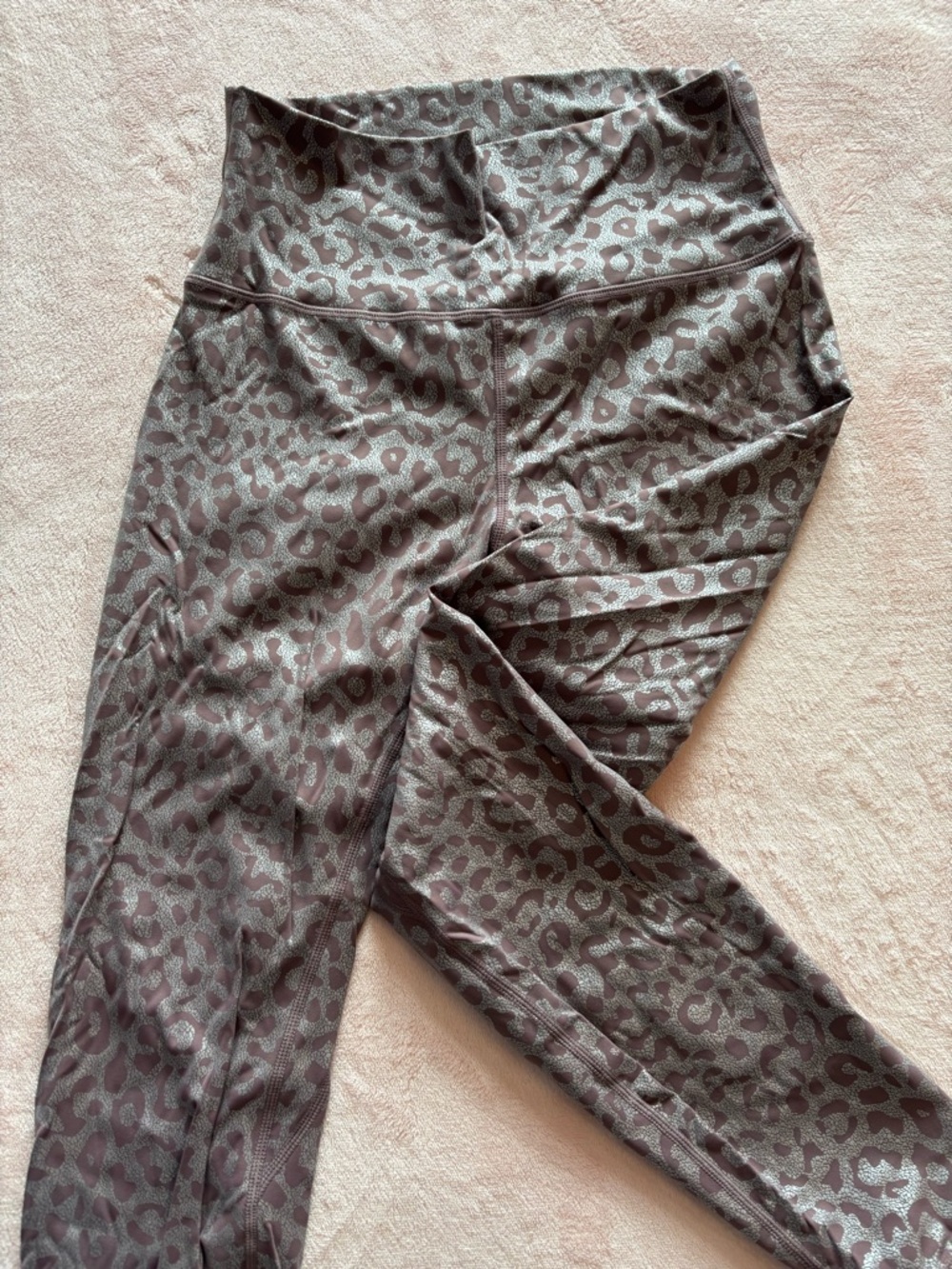 ZYIA Active Mauve and Light Gray Leopard-Print Leggings